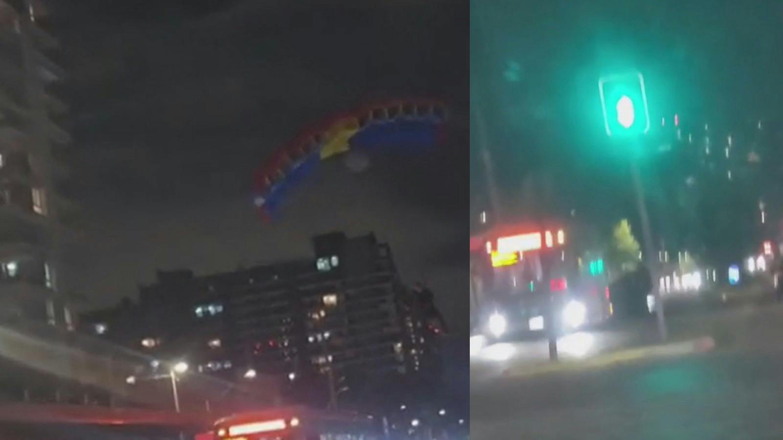 Mientras tanto en Chile: Paracaidistas aterrizaron en plena Vicuña Mackenna 