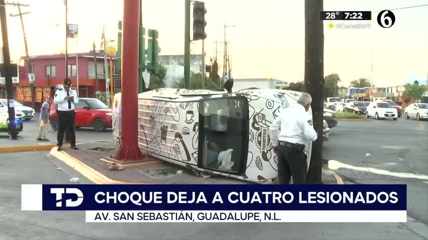 Familia resulta herida en un choque sobre la avenida San Sebastián, Nuevo León