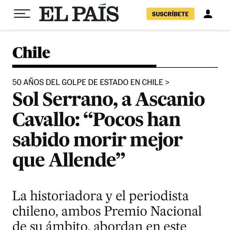 El Artículo Sol Serrano, a Ascanio Cavallo