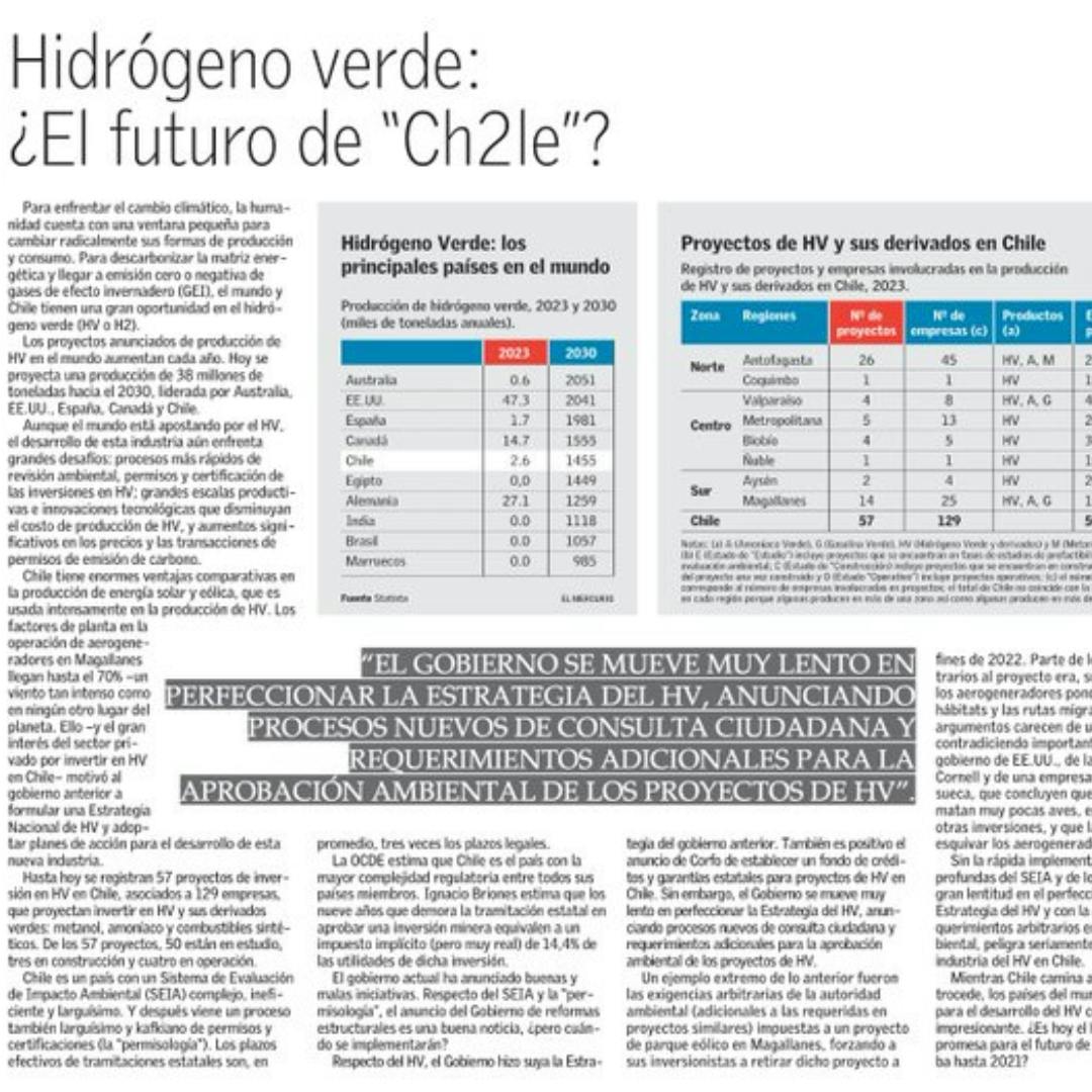 La columna  Hidrógeno Verde: ¿El futuro de Chile?