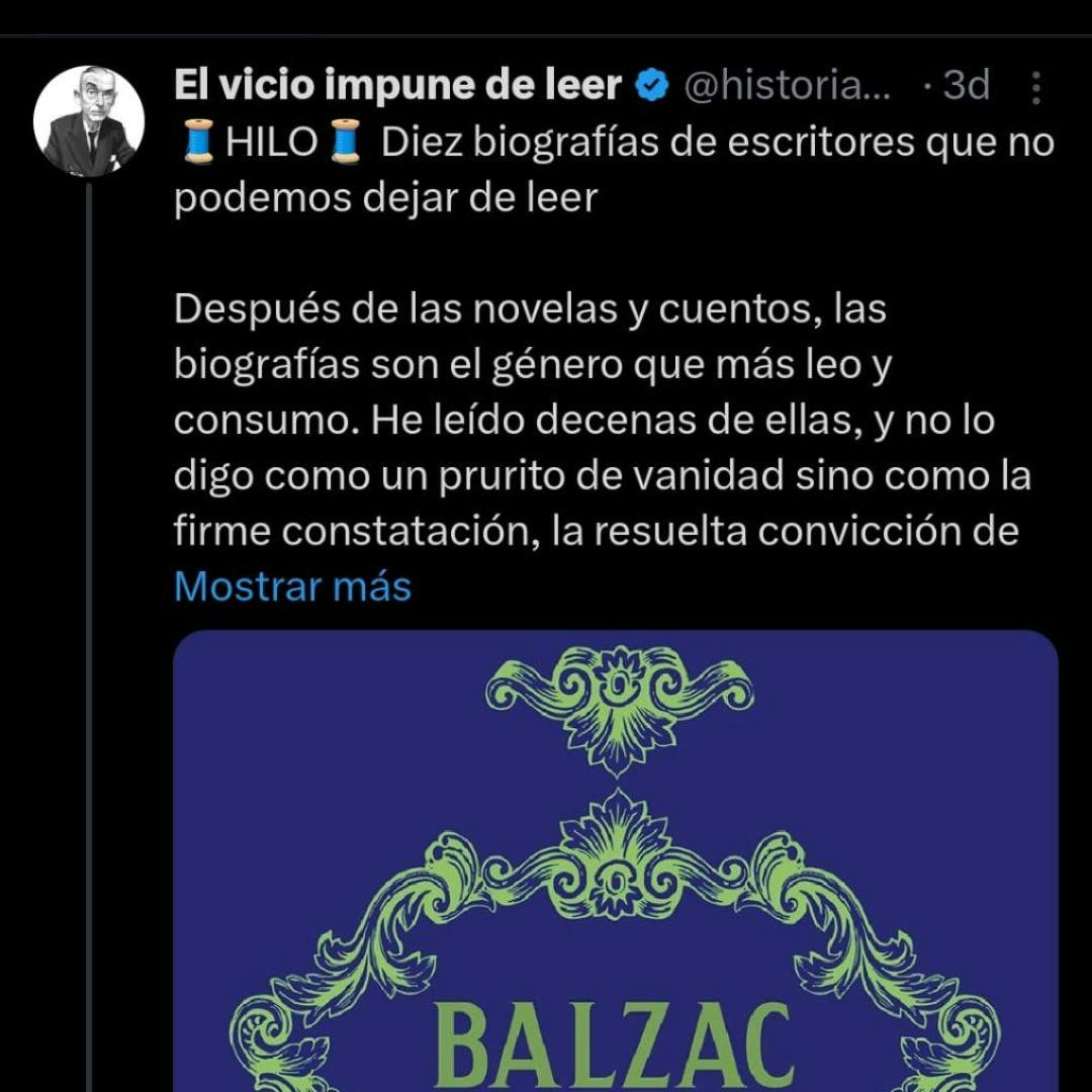 El hilo en X de El vicio impune de leer