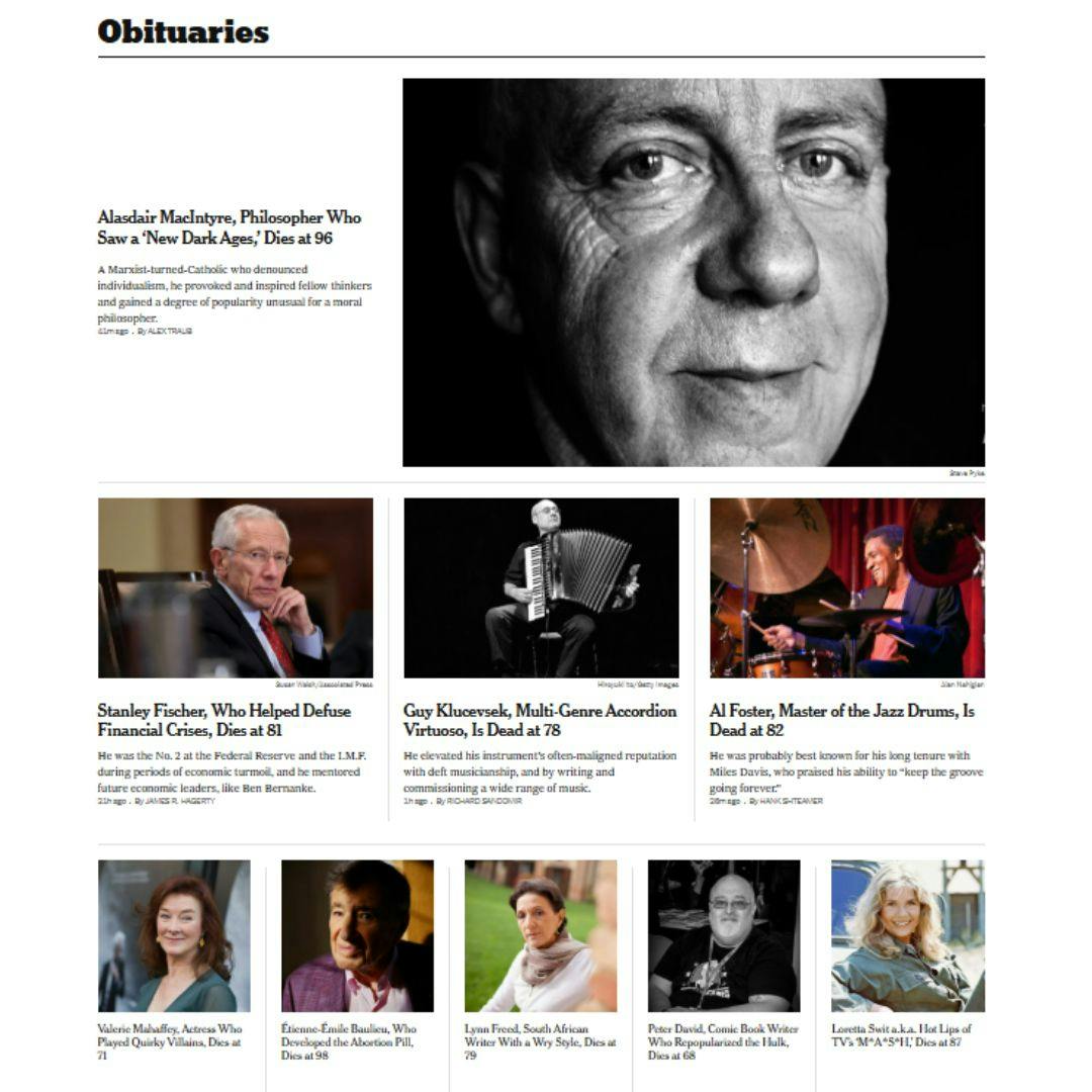 Los obituarios de The New York Times