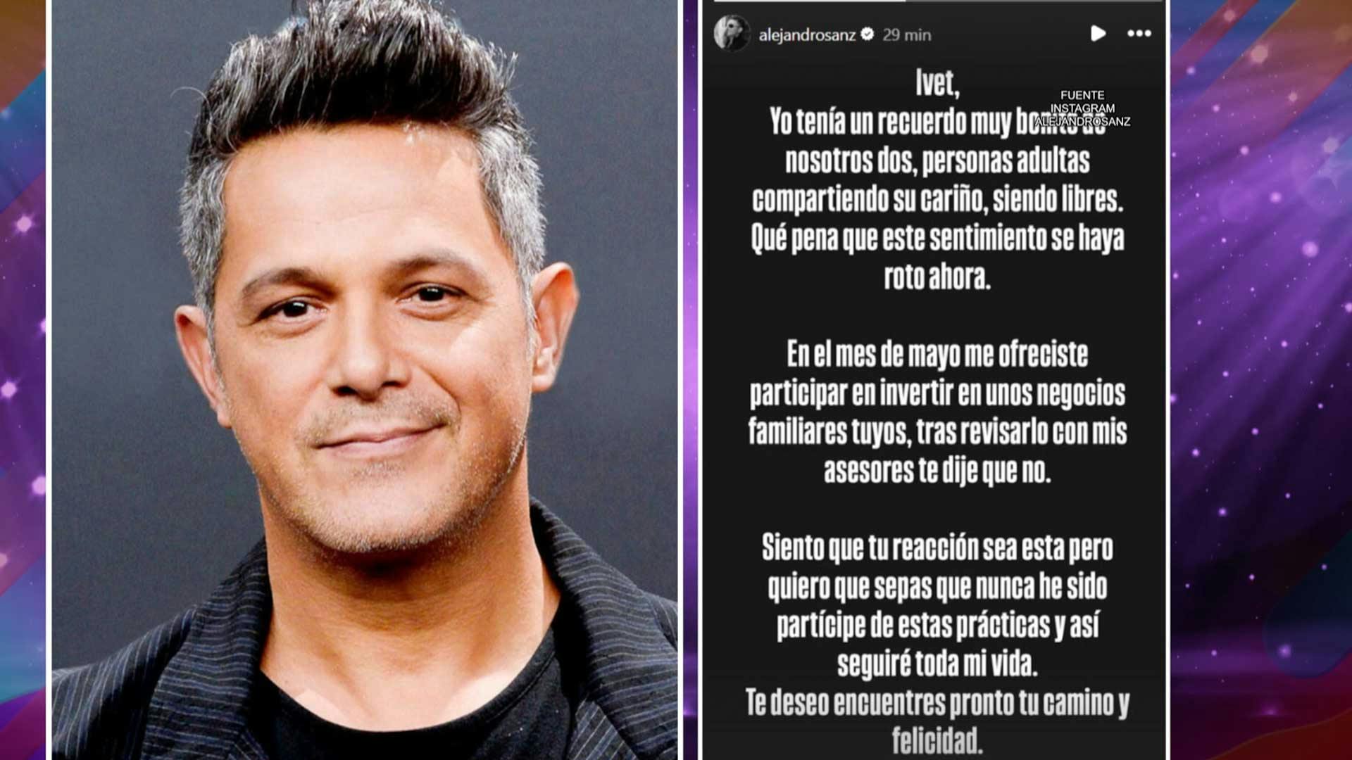 ¡Así le contestó Alejandro Sanz a Ivet Playá tras las fuertes acusaciones!