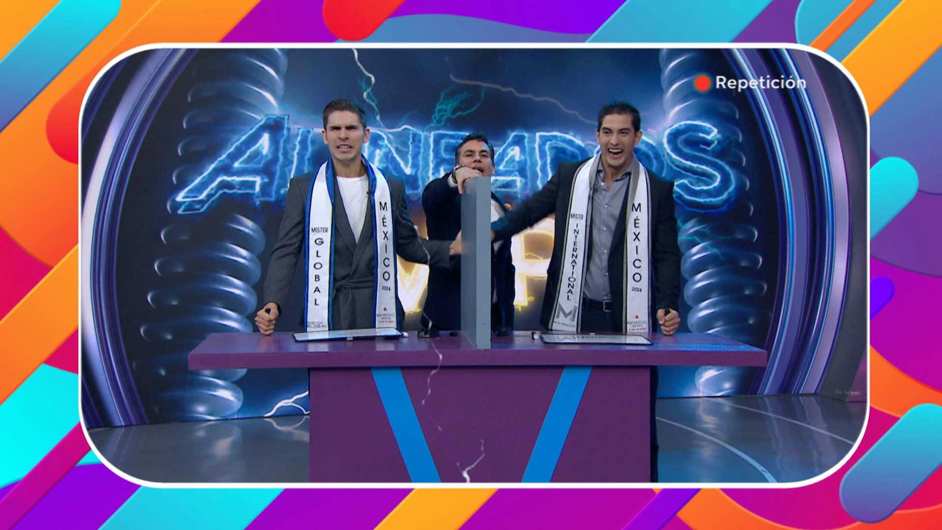 Los ganadores del certamen de belleza masculina vinieron a jugar 'Alineados VIP'