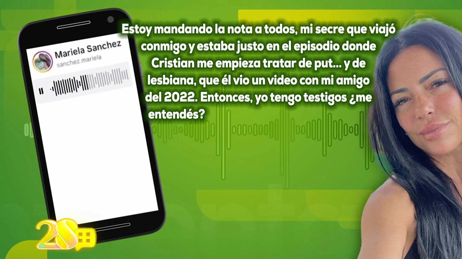 Mariela Sánchez explica en audio que Cristian Castro la trató mal