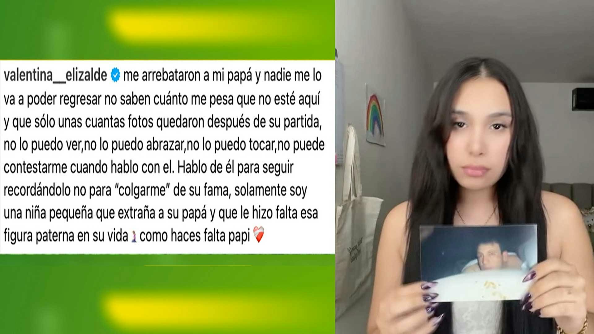 Valentina Elizalde responde a quienes la critican por recordar a su papá