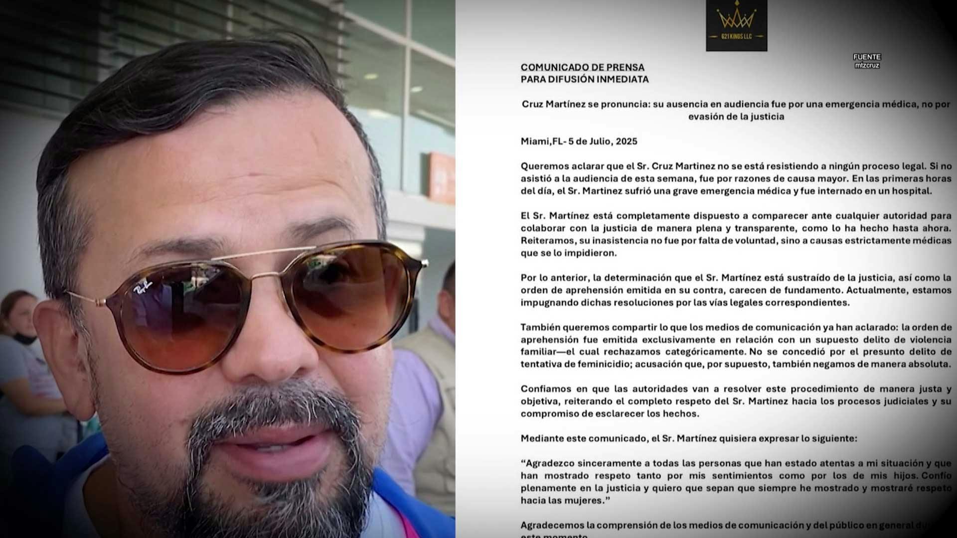 ¿No se escondió? Cruz Martínez, expareja de Alicia Villarreal, esclarece por qué no se presentó ante la justicia