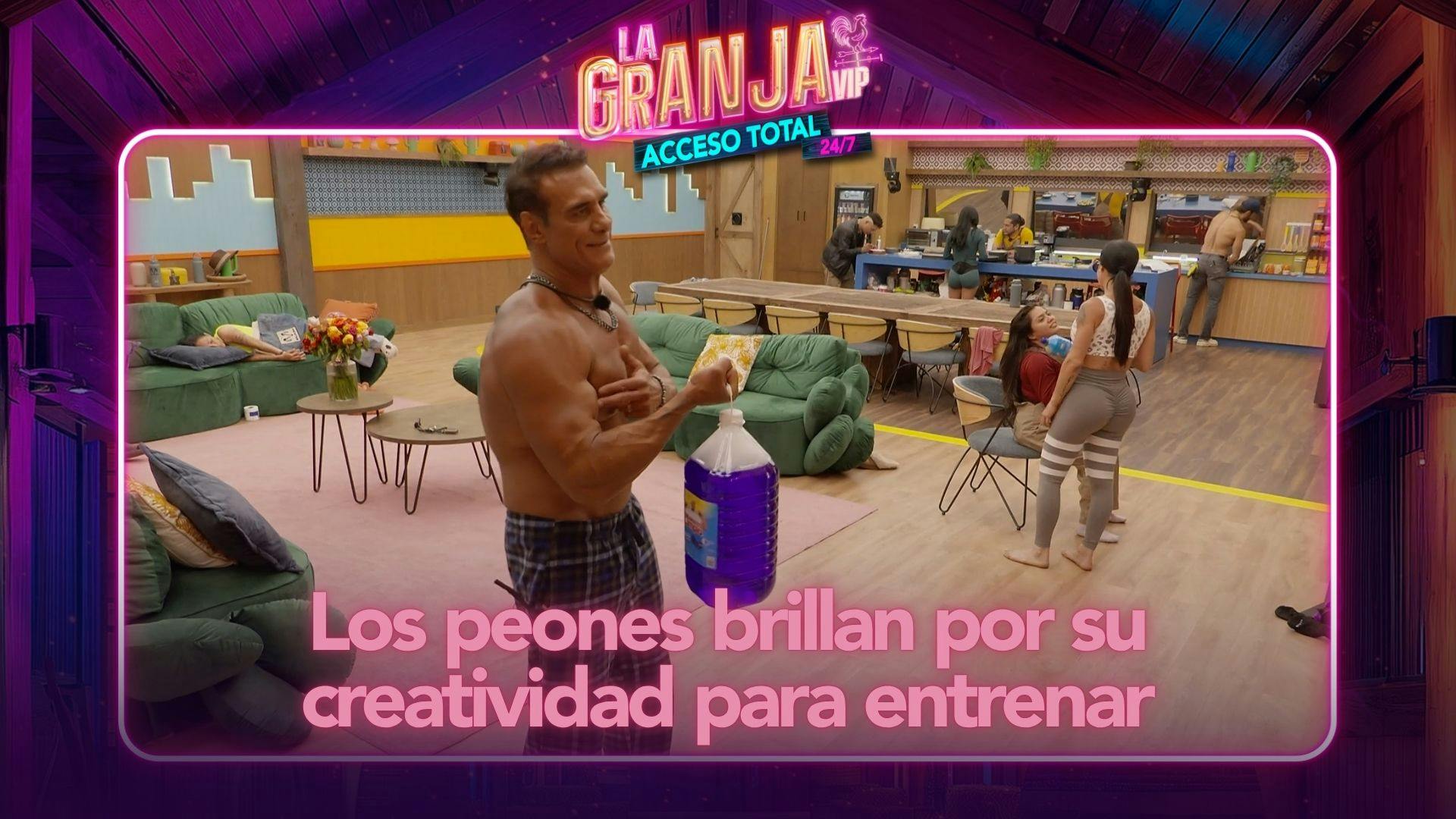 ¿No hay pesas? ¡No hay problema! Los peones de La Granja VIP brillan por su creatividad para entrenar (VIDEO)