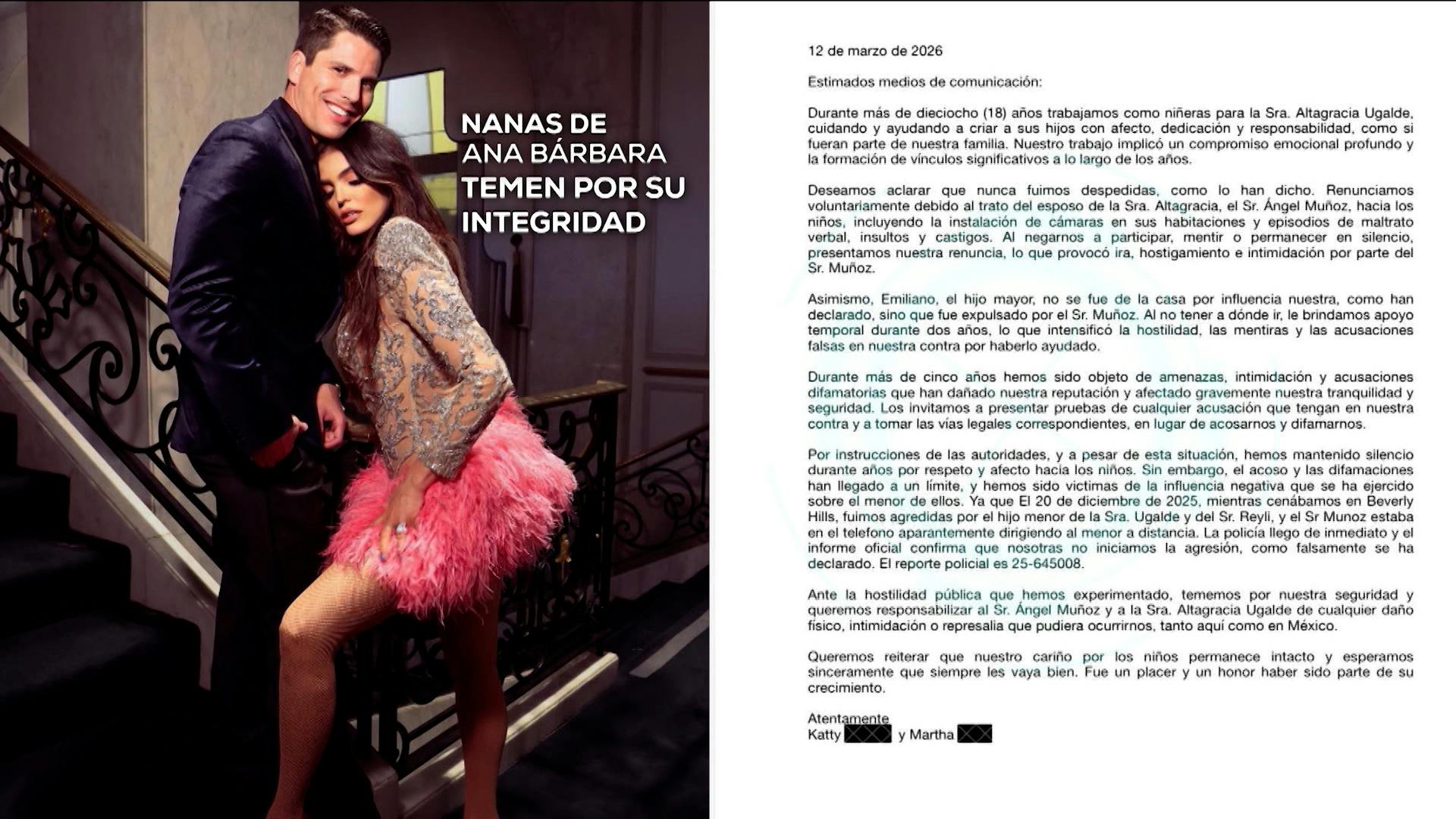 ¡Temen por su vida! Nanas de Ana Bárbara confirman amenazas y malos tratos de Ángel Muñoz