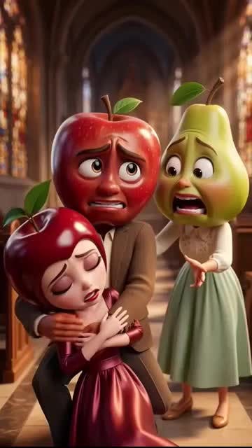 Novela de frutas 🍓🍐🍋 Frutinovela Padre dona su corazón a su hija María José #frutas #novela #shorts