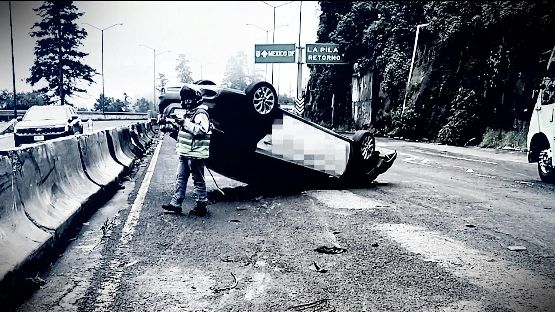 Jorge “El Diablo Becerril” reporta: Fuerte volcadura en la carretera México-Toluca