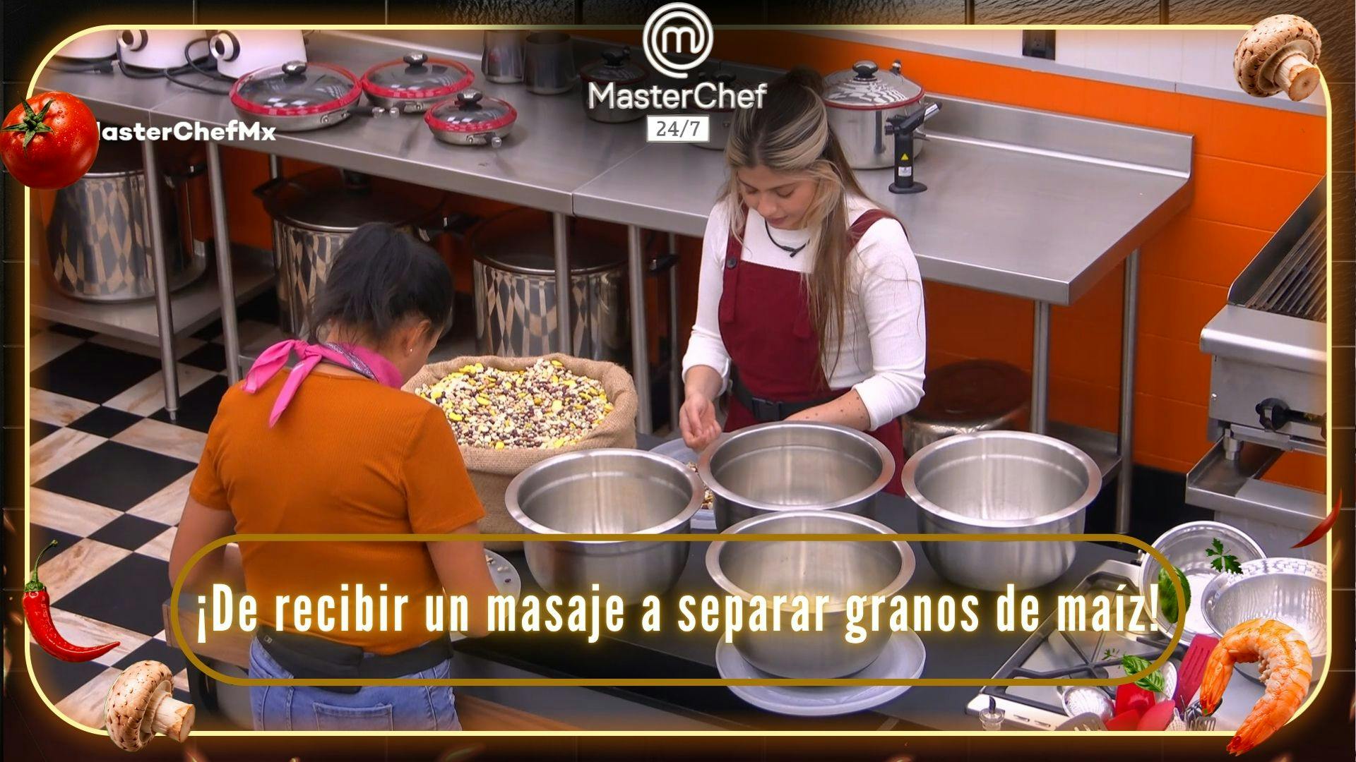 ¡De recibir un masaje a separar granos de maíz! Claudia y Daniela cumplen su castigo en MasterChef 24/7 (VIDEO)