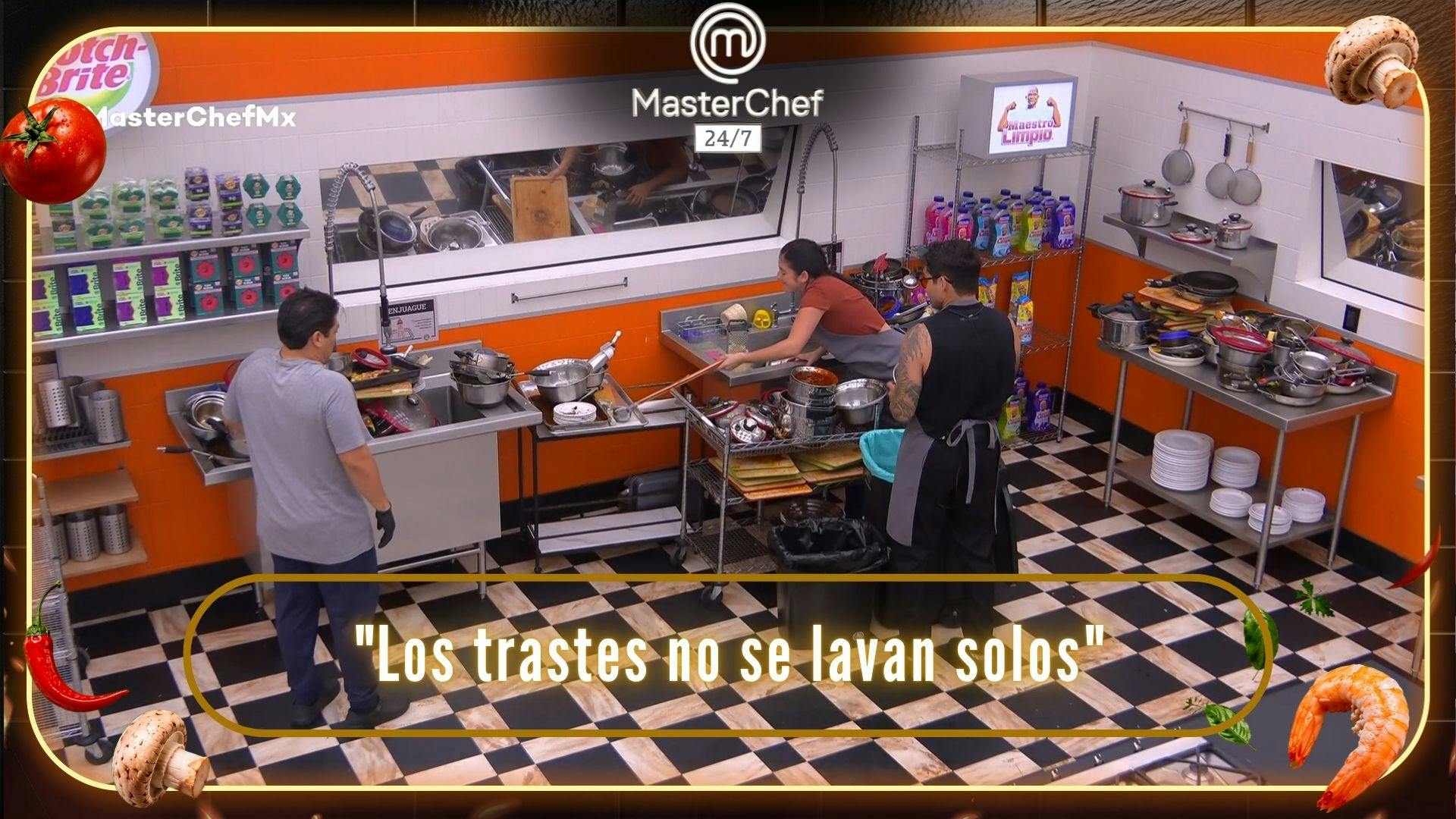 “Los trastes no se lavan solos": Jazmín, Lancer y Julio cumplen el resto de su castigo en la cocina oculta de MasterChef 24/7 (VIDEO)