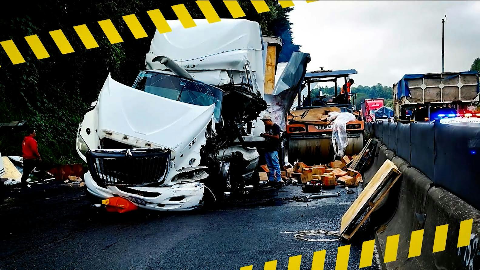 Jorge “El Diablo” Becerril reporta tráiler sin frenos y fuerte accidente en la México Toluca