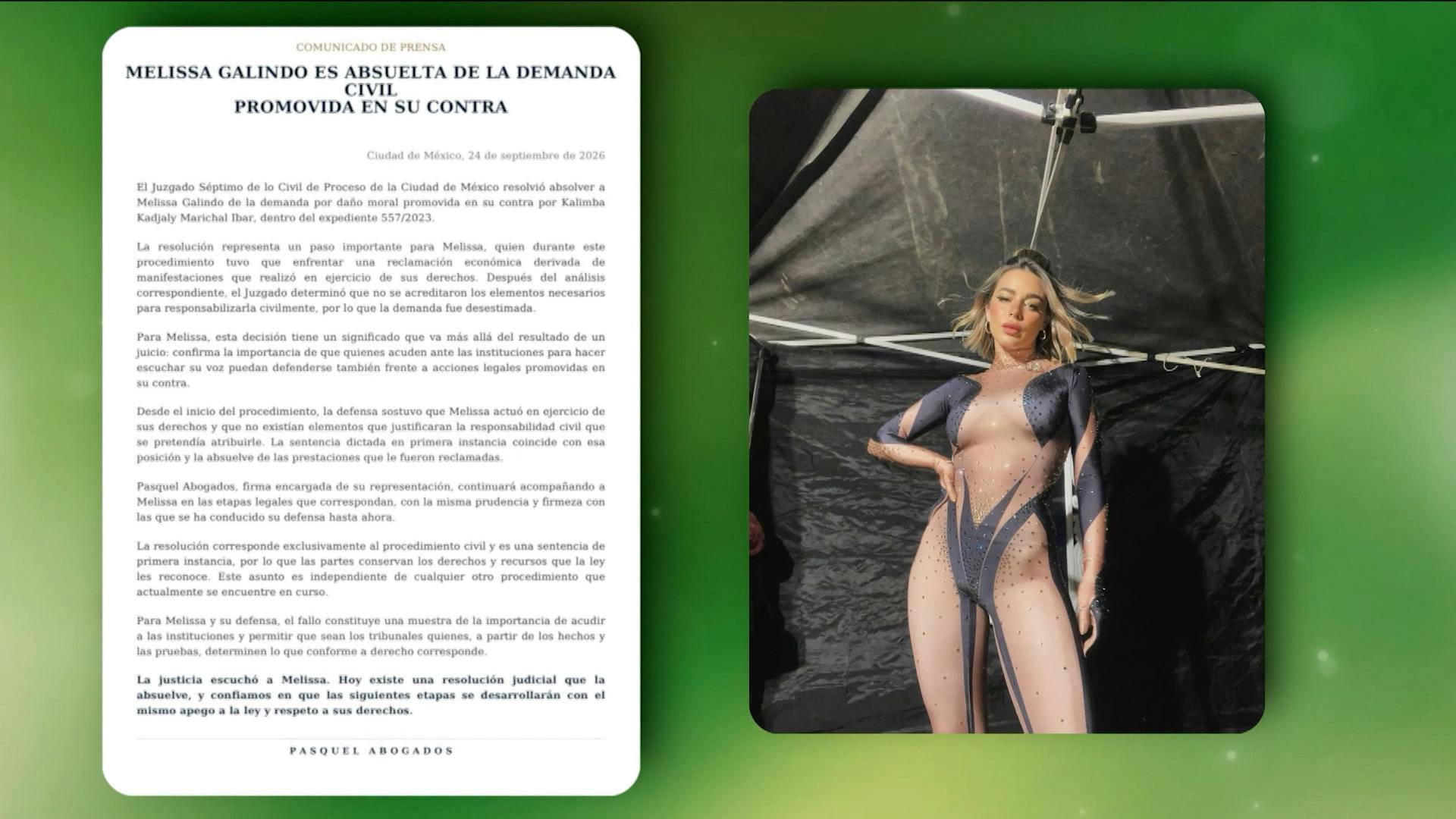 Desestiman demanda contra Melissa Galindo, promovida por Kalimba; la defensa del cantante responde, ¿apelará la decisión del juez?