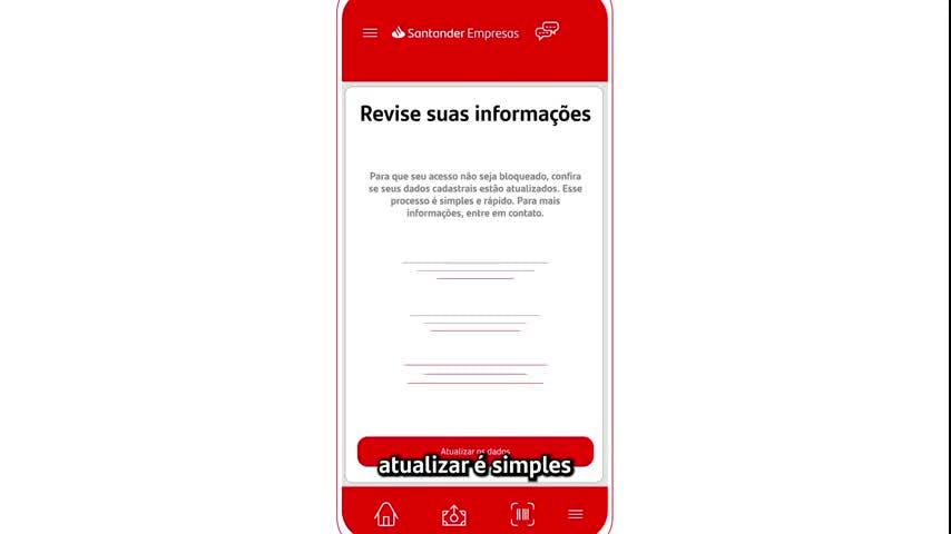 Regularize suas pendências cadastrais no App Santander Empresas