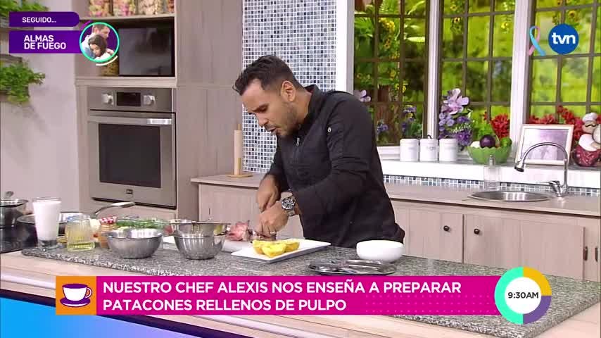Canasta de patacones rellenas de pulpo