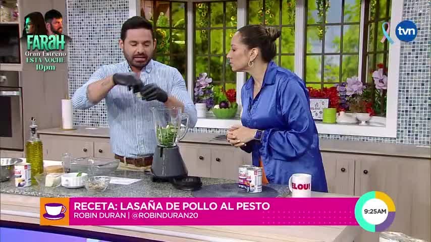Lasaña de pollo al pesto
