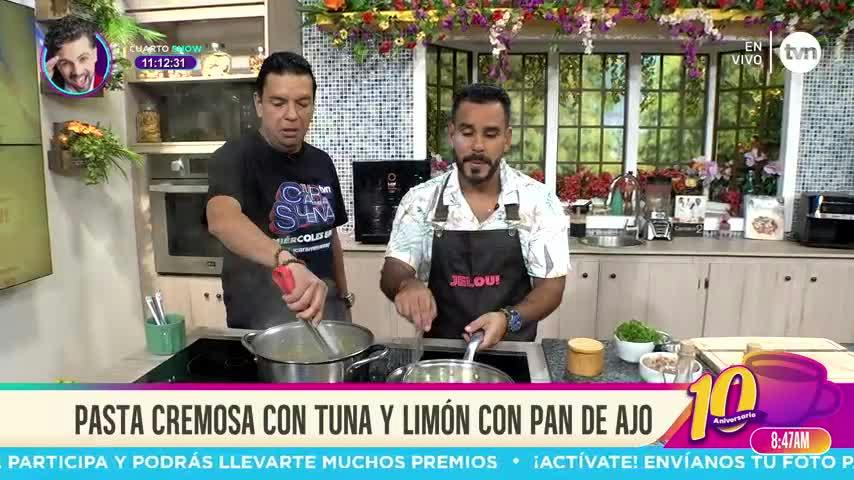 Cocina con Alexis: Pasta cremosa con tuna y limón con pan de ajo