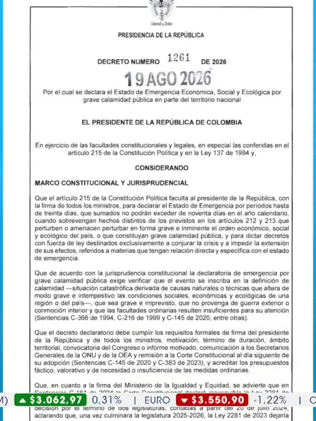 El decreto madre de emergencia económica