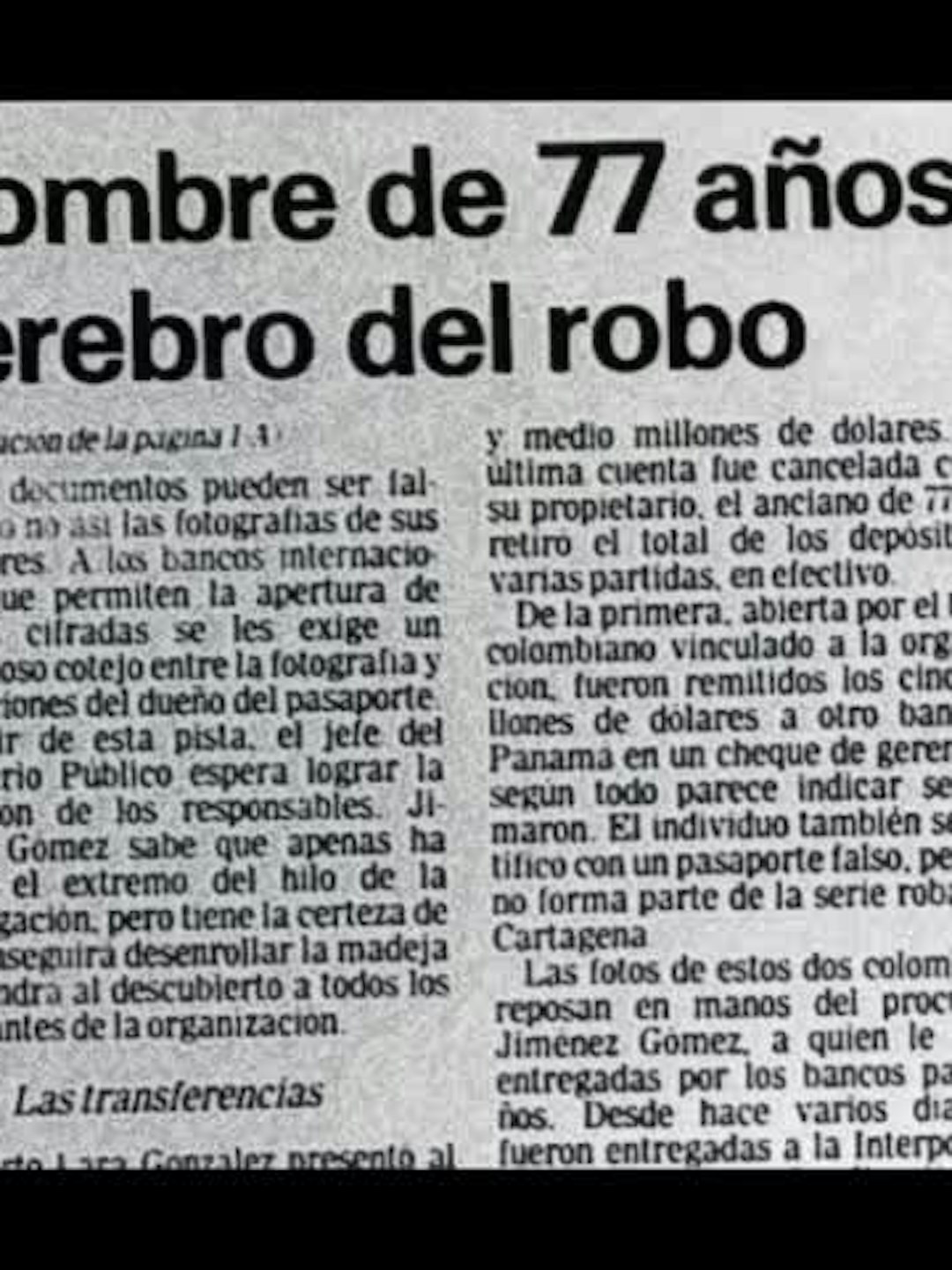 La pista llegó de Suiza